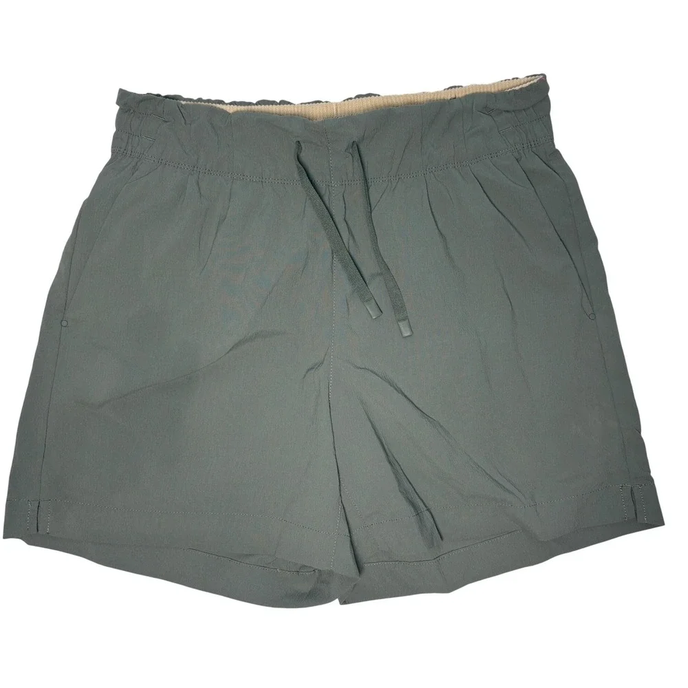 REI Small Co-op Hiking Shorts Green Activewear Nylon Spandex Drawstring Pockets